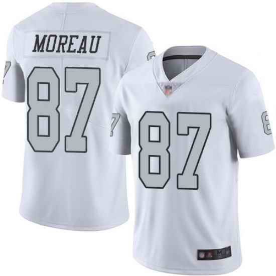 Raiders 87 Foster Moreau White Men Stitched Football Limited Rush Jersey